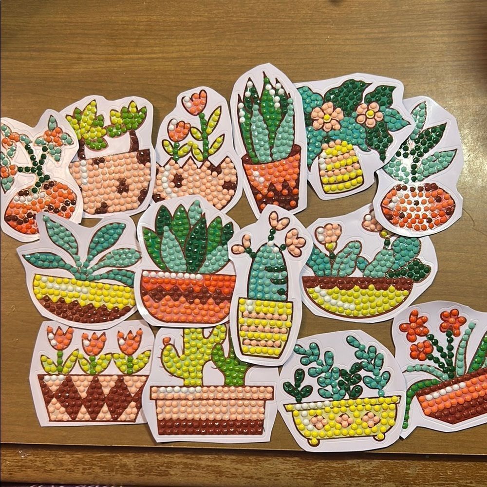 Colorful Succulent Diamond Sticker Set